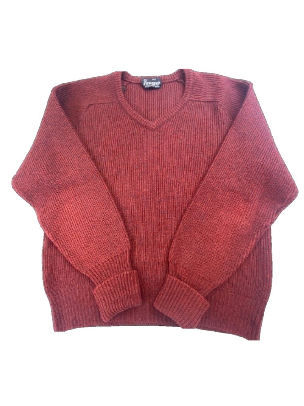 Vintage Ingo Sweater Wool Blend Classic V-Neck Long Sleeves Maroon Men’s Small